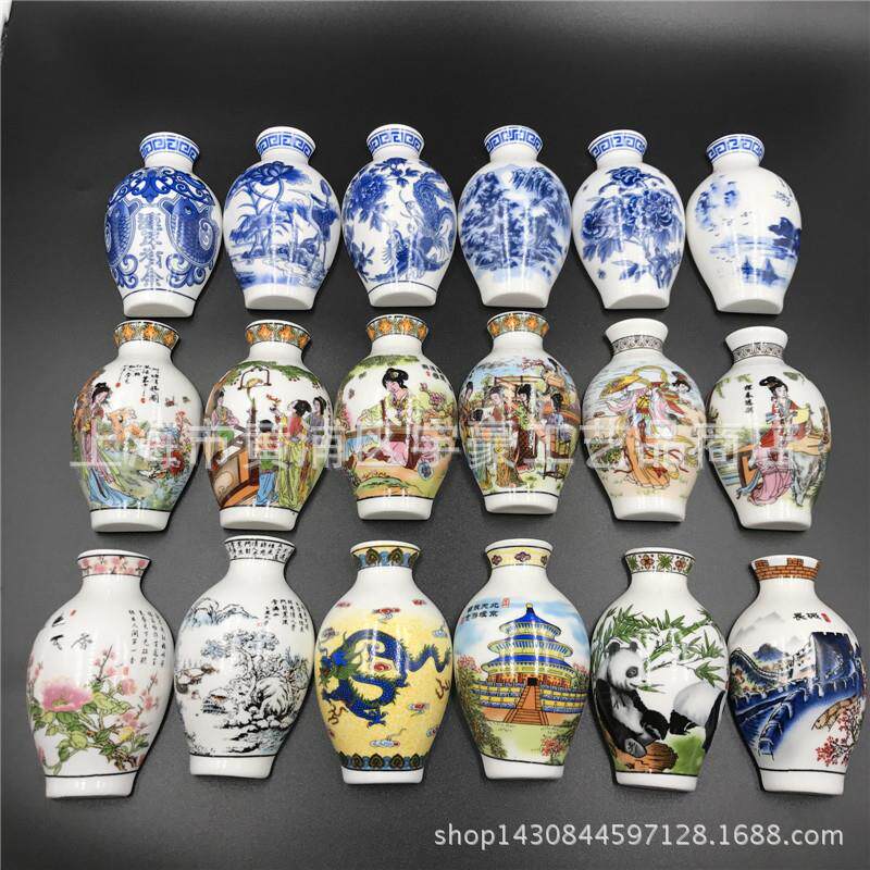 青花瓷花陶瓷工艺品冰箱贴外贸创意磁铁仕女图中国特色商务礼品