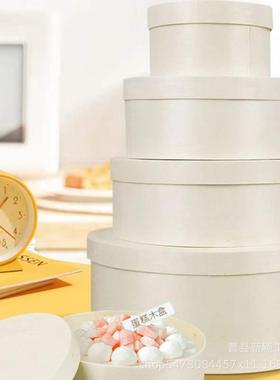 现代简约杨木树皮盒家用木质圆形蛋糕盒天地盖实木软树皮饰品盒