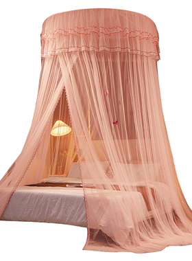 新款公主蚊帐家用卧室免安装吊顶式挂钩天花板高级落地床幔1.5米