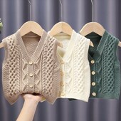 春秋薄款 背心秋冬外穿童马夹内穿潮 婴儿马甲针织男女宝宝毛衣开衫