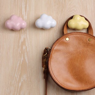 新款亮光大云朵挂钩衣帽钩衣挂衣架衣服衣柜侧面壁挂单个陶瓷单孔