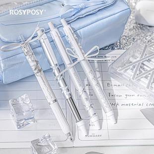 RosyPosy柔设中性笔高颜值ins风按动笔黑笔刷题笔学习用品黑色速干顺滑签字笔初中生专用重力笔软握笔ST笔尖