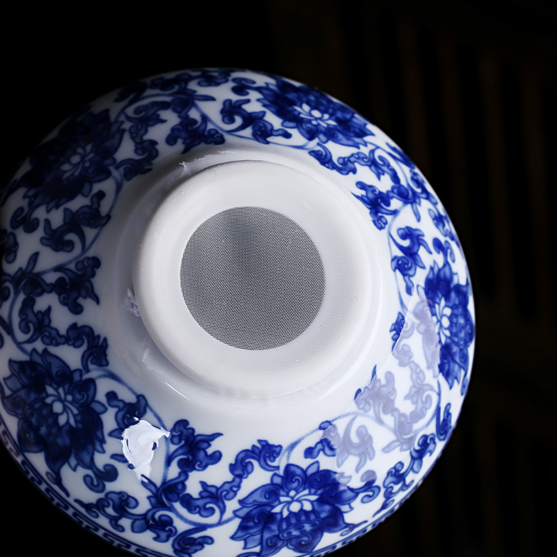 青花白瓷茶漏茶托组功夫茶具茶滤陶瓷密过滤网布茶叶茶隔泡茶工具