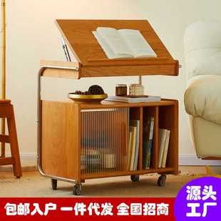 书架杂志展示柜 实木书柜北欧玻璃门收纳柜子客厅卧室边几日式