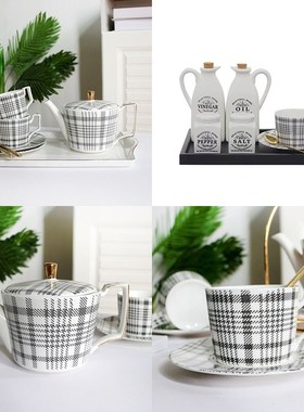 样板房间厨房摆件茶壶茶杯子房地产展厅家居客厅茶具软装饰品摆设