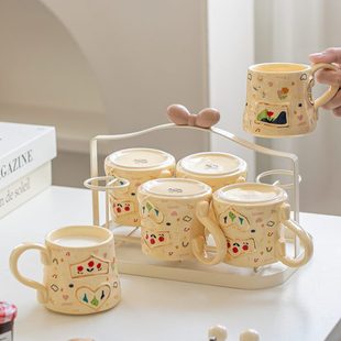 乔迁轻奢水杯茶具茶杯水壶喝水居新陶瓷高档整套 杯子家用客厅套装