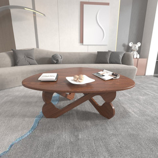实木茶几家用三角腿稳固茶几现代简约2025新款网红客厅异型茶几