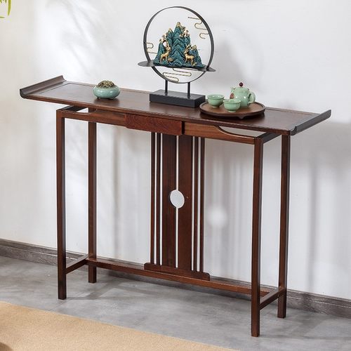 胡桃木新中式玄关桌玄关台端景柜靠墙家用实木长条几香案小供桌子