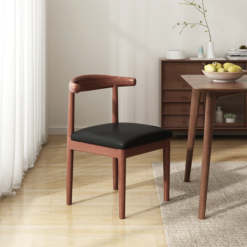 椅子餐厅牛角椅家用餐桌仿实木餐椅简约现代铁艺休闲书桌靠背凳子