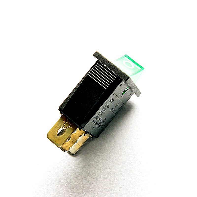 薄船型开关 KCD3-101N KCD2 绿色3脚2档 带灯 16A/250V 10只