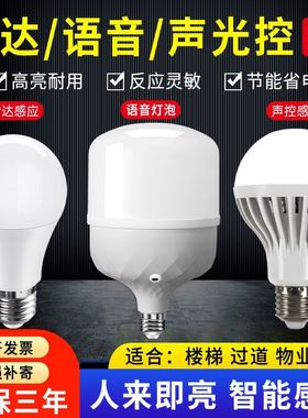 雷达红外人体自动感应灯泡节能智能声光控入户门楼梯过道车库厕所