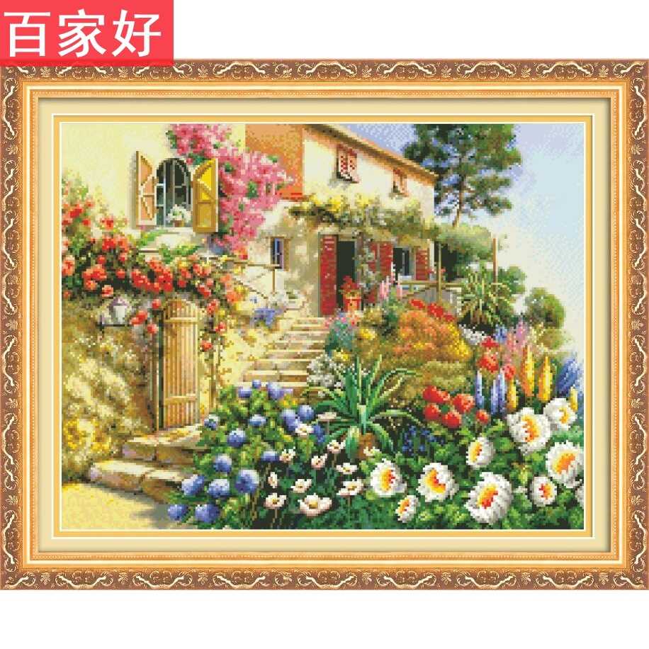 小型十字绣2025新款客厅欧式风景花园小屋十字绣小件简单满绣卧室