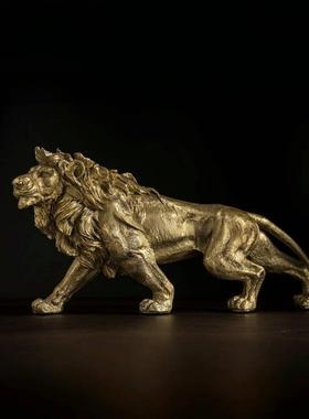 北欧狮子摆件家居电视柜酒柜客厅玄关办公室桌面动物树脂工艺品