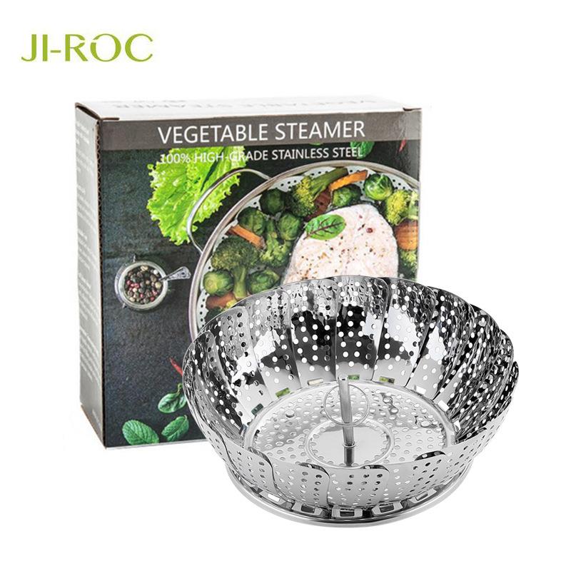 不锈钢折叠蒸笼 创意多功能莲花9寸11寸蒸笼伸缩蒸菜盘厨房用具