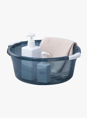 茶花把手防滑盆加厚大号双耳透明家用洗衣服塑料脸盆03431K