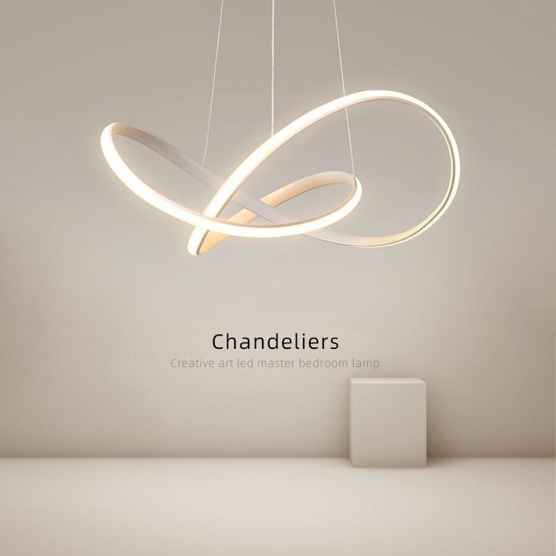 餐厅枝形吊灯简约现代艺术卧室灯具北欧饭厅吧台圆环形中山led灯