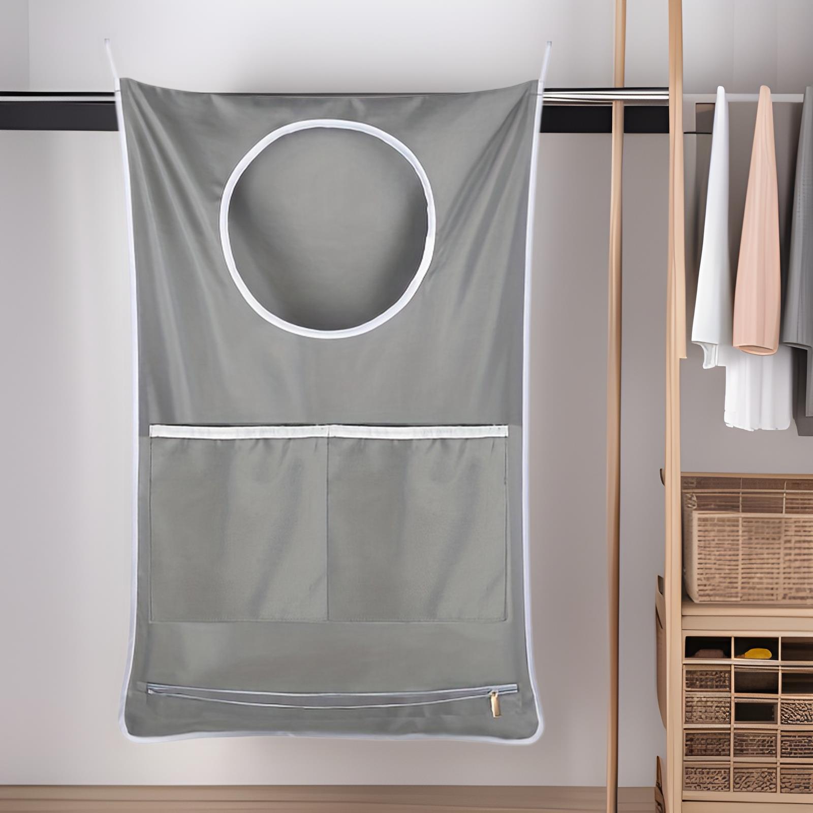 圆口悬挂式洗衣篮袋 整理收纳储物袋衣服收纳挂袋 浴室门后脏衣袋