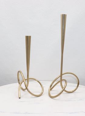 家居客厅电视柜创意摆设酒店样板间软装饰品现代简约金属环绕烛台