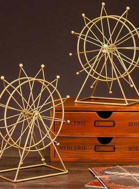 北欧铁艺摩天轮摆件创意客厅办公室桌面室内电视酒柜装饰品小摆设