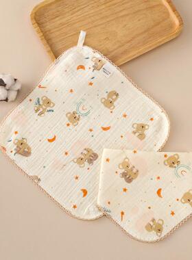 绉布小方巾三角巾两用25x25cm纯棉皱皱纱布口水巾婴幼儿宝宝围嘴