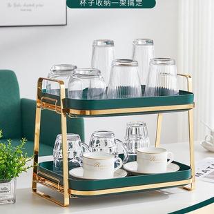 双层水杯架杯子收纳置物架厨房客厅桌面收纳碗碟杯子沥水收纳神器