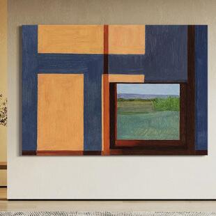 高级客厅芭莎艺术侘寂风油画横版现代装饰画高级感抽象横幅挂画