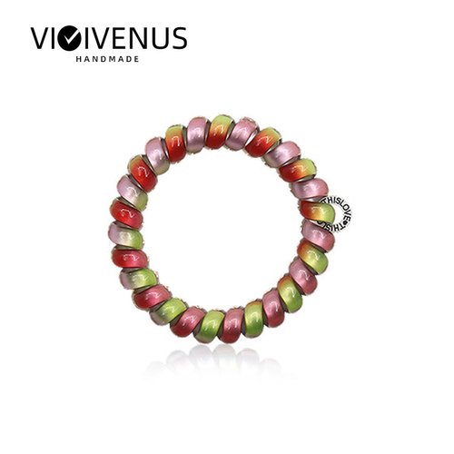 VIVIVENUS彩虹系列电话线发圈新款高弹力无痕发饰扎高马尾女高级