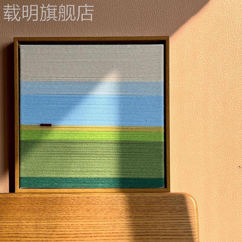 莫兰迪色大海建筑风景客厅装饰画抽象小众艺术油画玄关走廊壁挂画图片