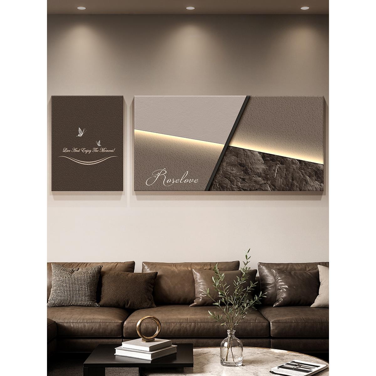 意式极简客厅沙发背景墙装饰画轻奢高级感挂画大白墙壁画2025新款