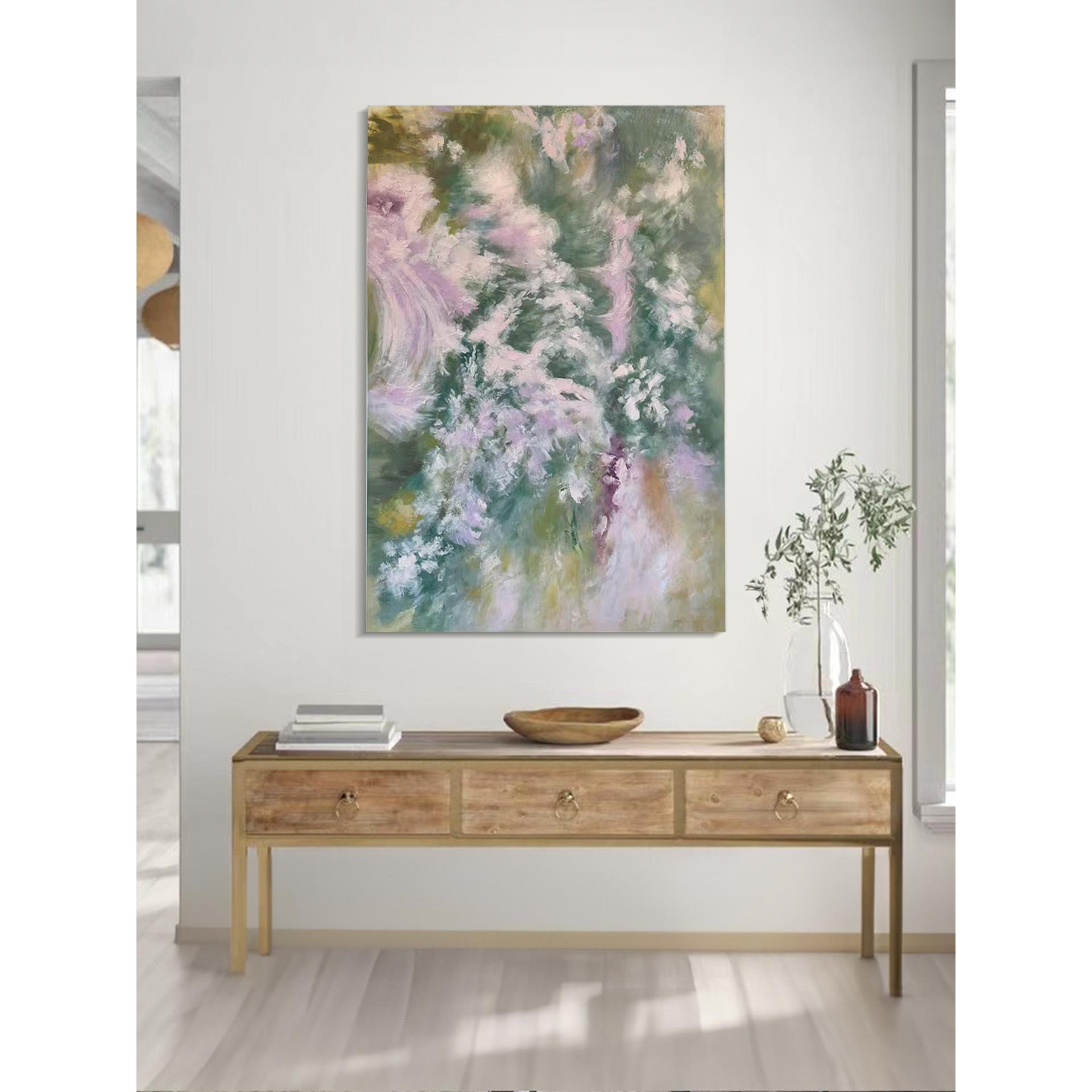 法式奶油风油画大幅入户玄关装饰画高级感客厅餐厅挂画轻奢抽象