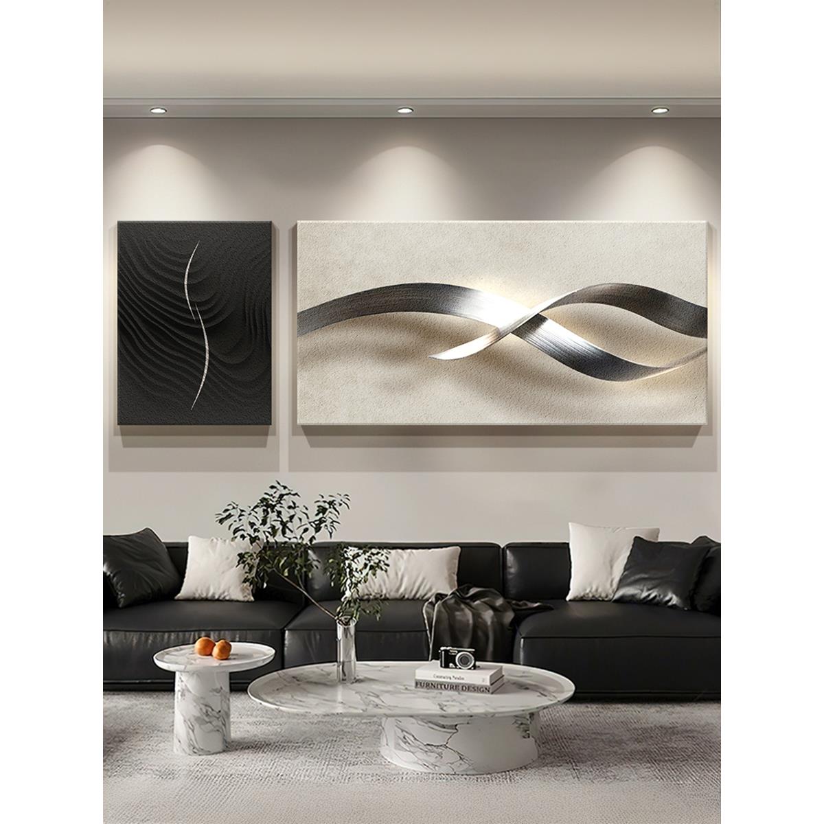 意式极简客厅装饰画2025新款沙发背景墙挂画轻奢高级感大白墙壁画