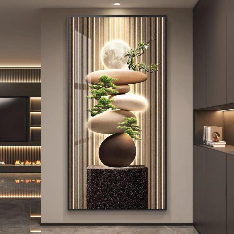 石来运转轻奢led带灯玄关装饰画走廊过道挂画壁画简约现代高级感