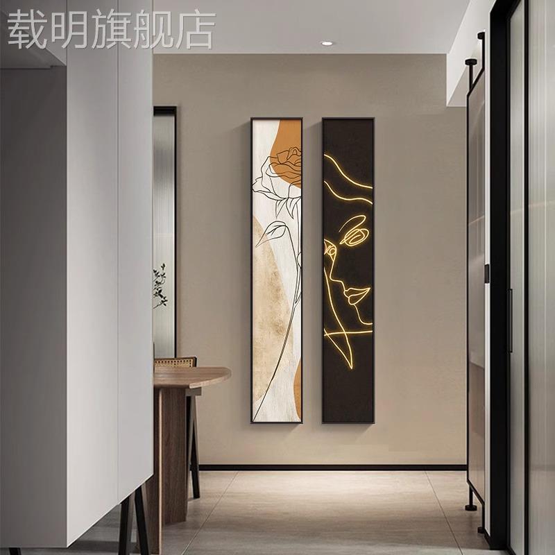 双联人物线条图案装饰画客厅沙发背景墙抽象竖版挂画楼梯过道壁画