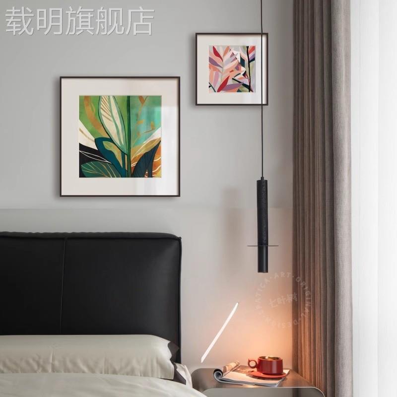 抽象色块线条卧室床头装饰画现代简约主卧挂画高级感客厅组合壁画图片