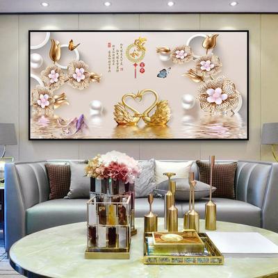 中式客厅装饰画家和富贵家居画沙发后背景墙挂画餐厅饭厅壁画横幅