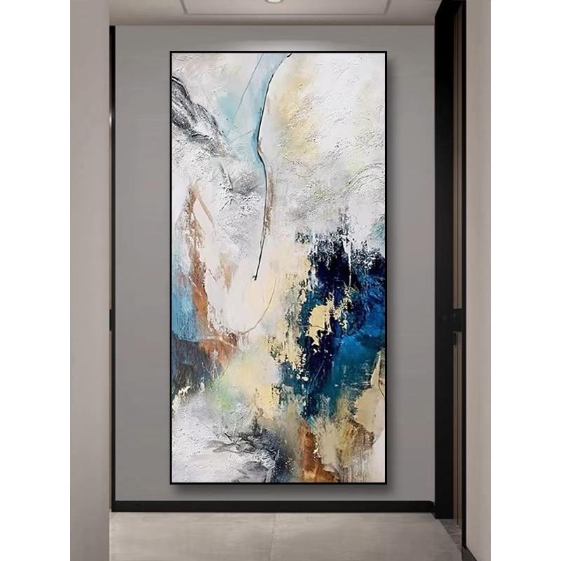 大芬村赵无极高级装饰画抽象挂画竖版客厅壁画走廊玄关画