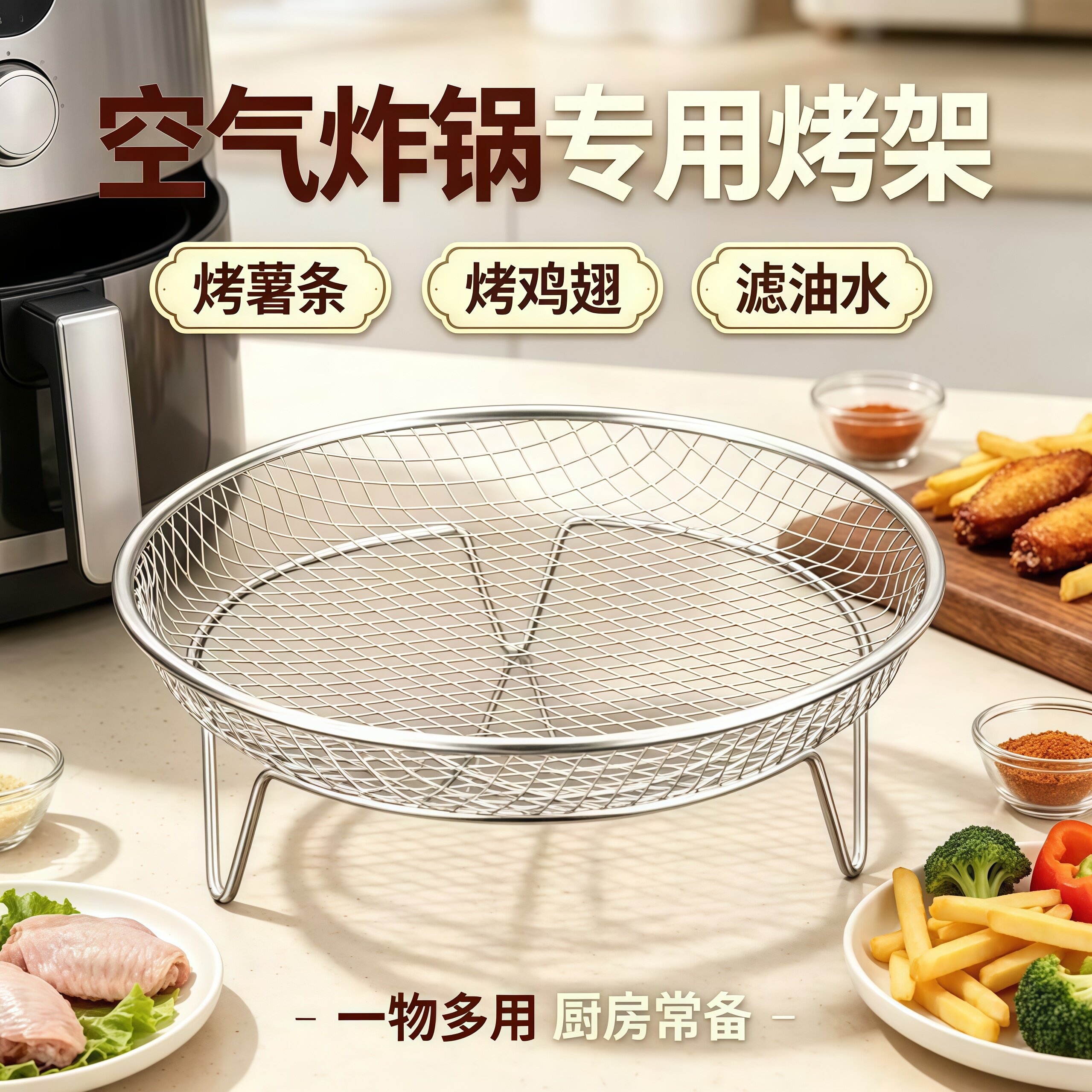 空气炸锅通用不锈钢沥油篮