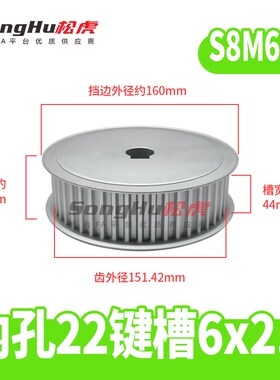 EBL61-S8M400-60-A-N-d20至50孔S8M60齿同步轮槽宽44 S8M同步带轮