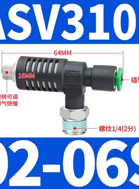 ASV310F-01-06S快速排气节流阀ASV410F-02-08S/ASV510F-03消声器