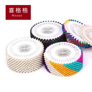 立裁针珍珠型珠针多色珠针12片装 彩色大头针珠针定位针固定针服装