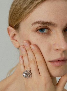 【白莲花】穹顶镂空复古高级感戒指925银原创设计时尚夸张指环女