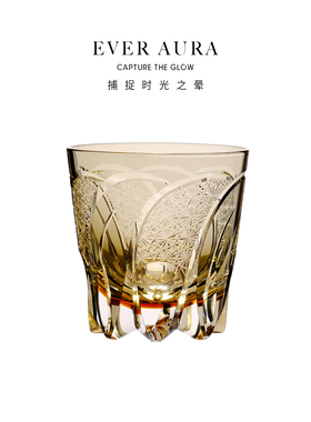 EVRA【月虹】江户切子水晶玻璃酒杯手工雕刻威士忌洋酒杯礼盒套装