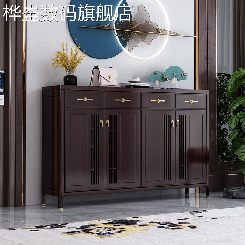 桦崟新中式全实木鞋柜美式纯大容量家用门口中式客厅玄关入户收纳柜子