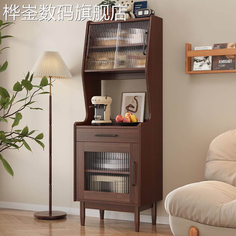 桦崟北欧实木餐边柜极窄咖啡机置物柜一体靠墙茶水柜客厅储物柜小尺寸摆件垫垫床笠拉车