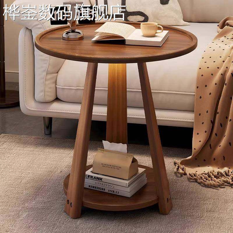 麦比梵客厅茶几沙发边几实木小圆桌现代简约边桌阳台小茶桌床头小桌子