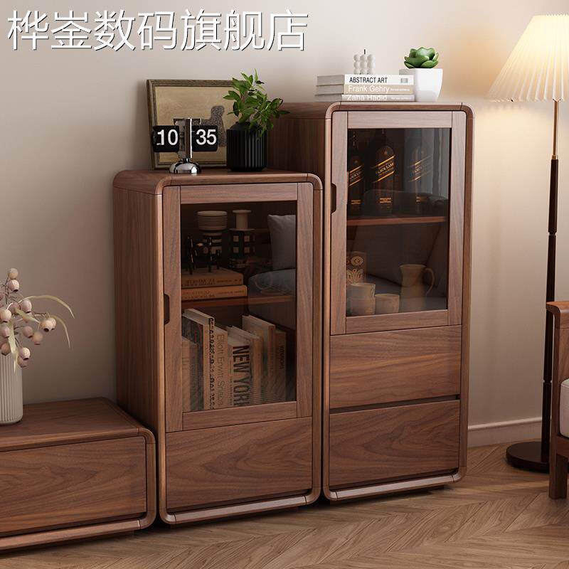 桦崟全实木电视边柜客厅家用电视柜2025新款茶几组合落地中古风展示柜床笠拉车