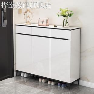 桦崟现代简约黑白轻奢入户鞋柜家用门口门外鞋柜阳台收纳储物柜餐边柜摆件垫垫床笠拉车