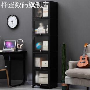 桦崟书架置物架落地书柜子家用儿童收纳靠墙边客厅简易实木多层储物柜床笠拉车