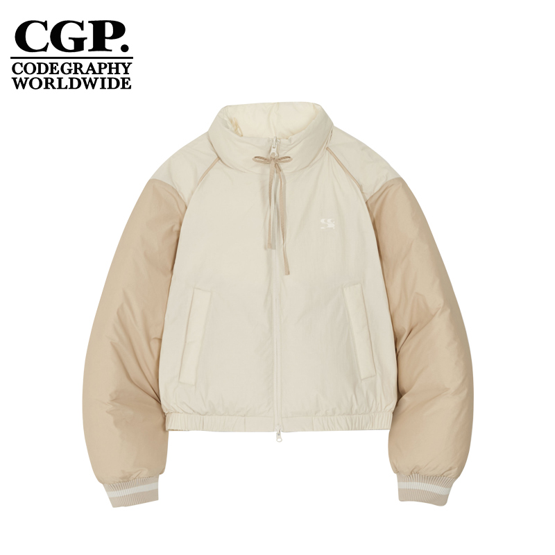 CODEGRAPHY 女款冬季保暖立领双面穿短款拼色羽绒服CBCWWIH090