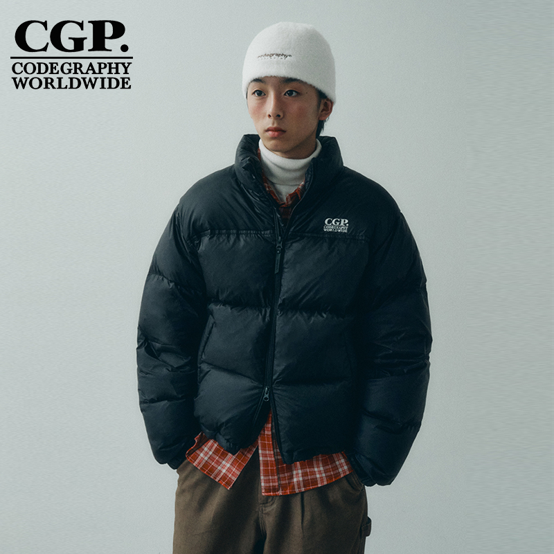 【ChungHa同款】CODEGRAPHY 冬季新款男女同款短款羽绒服外套黑色